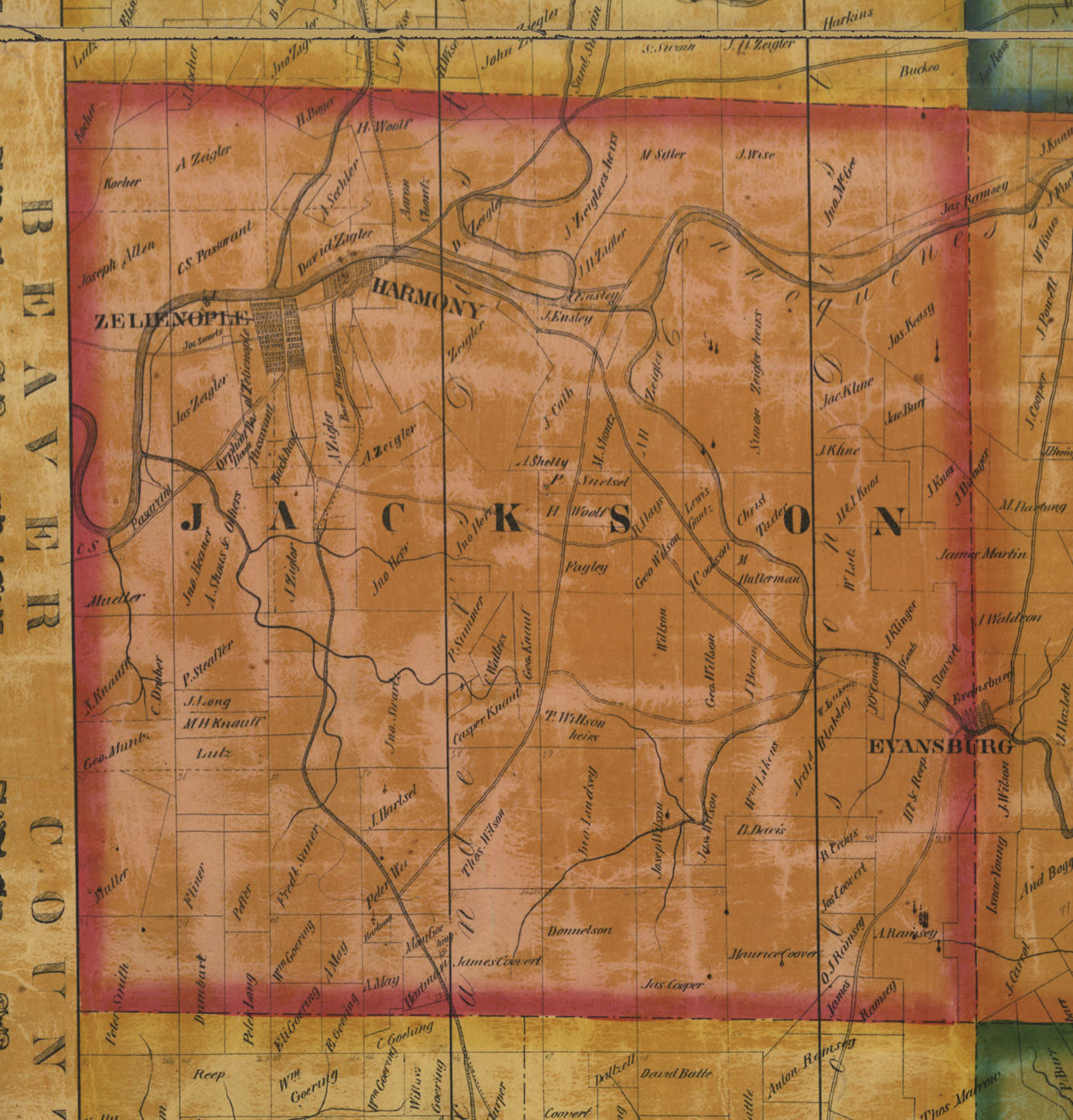 Jackson Township Map of 1858 Cranberry Township Historical Society